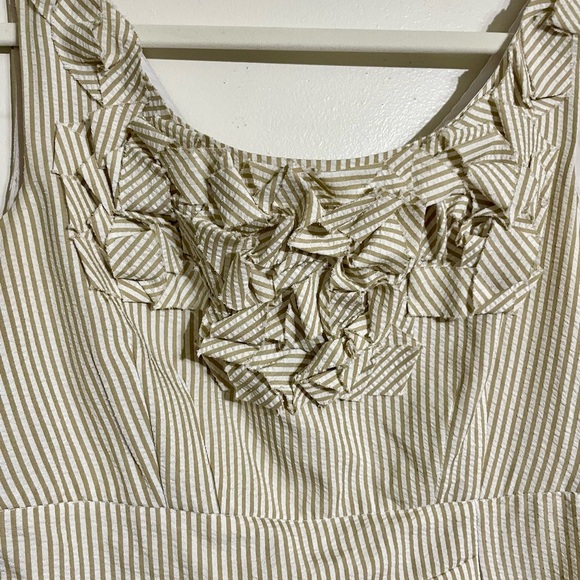 London Style Cream Striped Kids Midi Dress Sz 10 - Picture 4 of 9